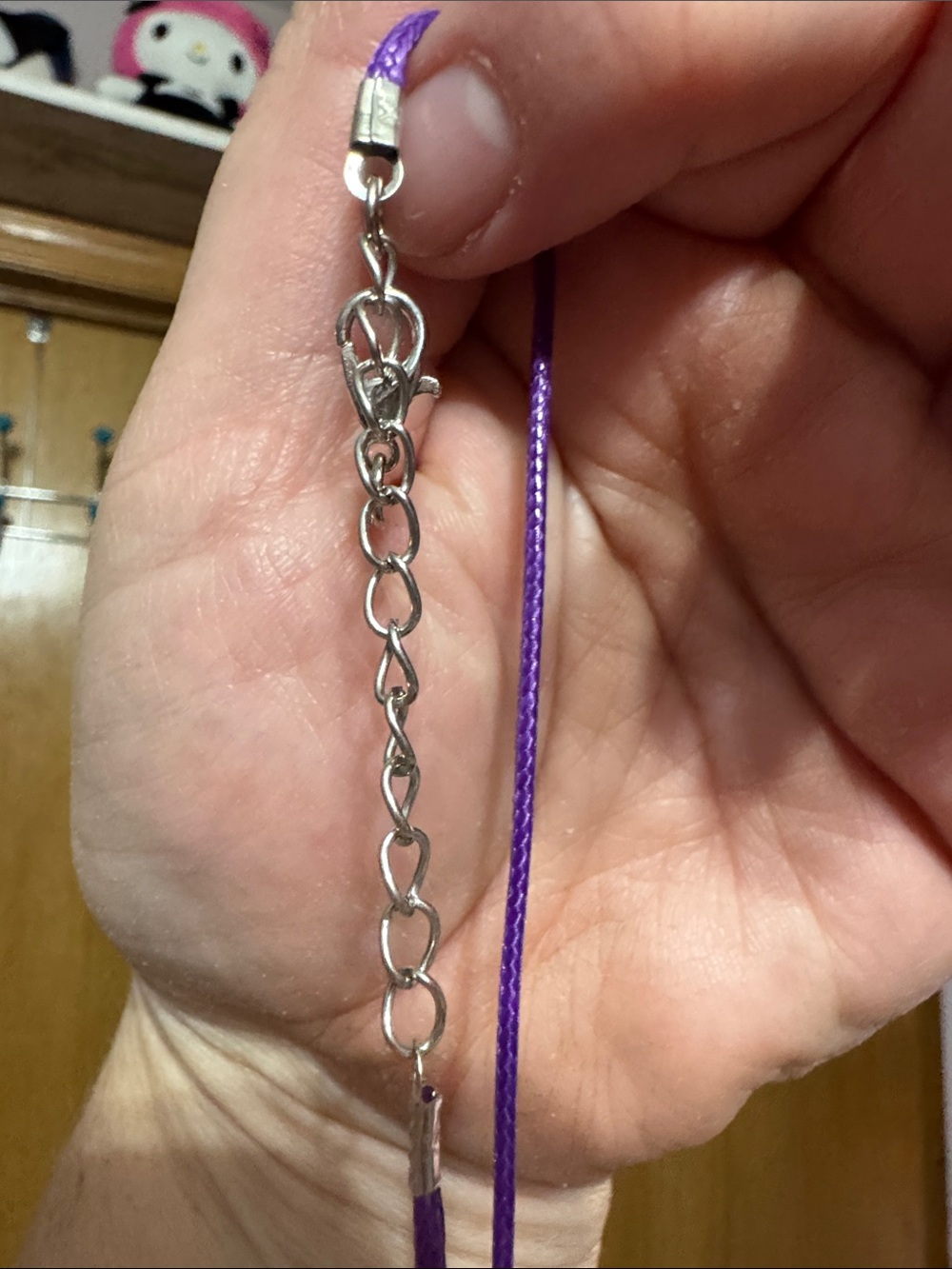 Purple Cord Necklace with Inspirational Round Pendant - Picture 2 of 5